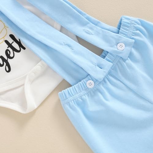 Bonangber My First Fathers Day Baby Boy Outfit Short Sleeve Romper Suspender Pants Set Newborn Fathers Day Baby Boy Outfit(E-Blue Dad,0-3 Months) - Image 4