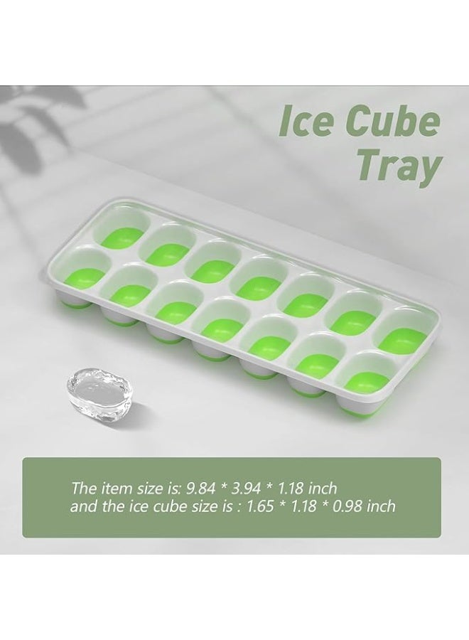 Hoasis 2 Pack Ice Cube Tray with Lid, Stackable Freezer Trays with Removable Lids, Easy Release Plastic & Silicone Ice Mold for Juice Coffee (Green) - Image 5
