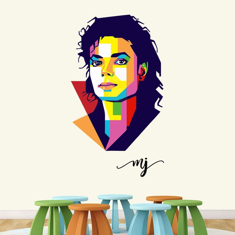 StickMe 'Michael Jackson - Music- Pop - King - Modern Art - Warp Art - Creative - Colourful Wall Sticker' -SM574 (PVC Vinyl - 105cm X 60 cm) - Image 2