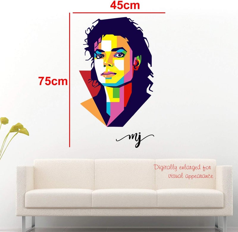 StickMe 'Michael Jackson - Music- Pop - King - Modern Art - Warp Art - Creative - Colourful Wall Sticker' -SM574 (PVC Vinyl - 105cm X 60 cm) - Image 3