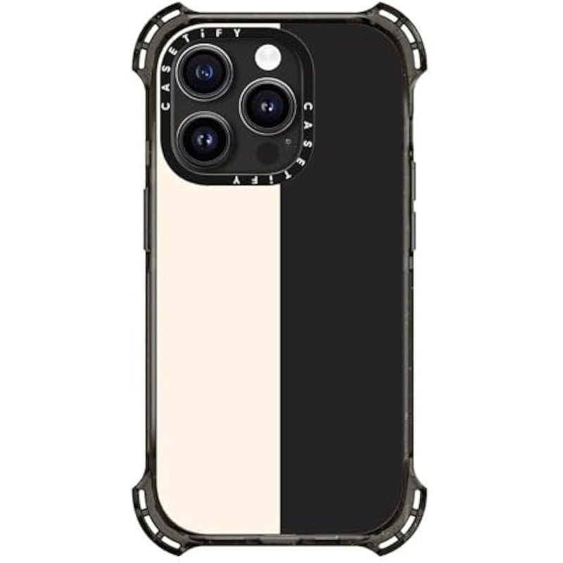 Casetify Bounce iPhone 15 Pro Case 【6X Military Grade Drop Tested / 21.3ft Drop Protection/Compatible with Magsafe】 - White/Black Colorblock - Clear Black - Image 4