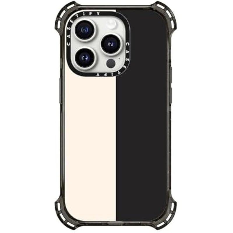 Casetify Bounce iPhone 15 Pro Case 【6X Military Grade Drop Tested / 21.3ft Drop Protection/Compatible with Magsafe】 - White/Black Colorblock - Clear Black - Image 3