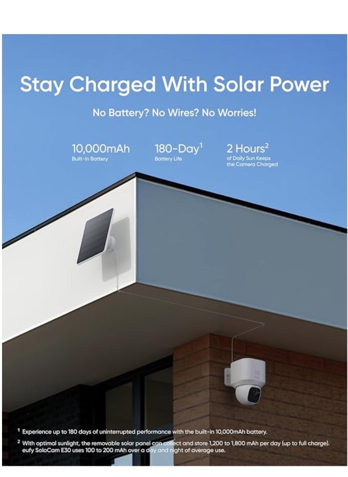 eufy eufy Security SoloCam E30 2K Solar Security Camera Outdoor Wireless, 360° Pan & Tilt Home Security Camera, Solar Powered, AI Tracking, IP65 Weatherproof, HomeBase S380 Compatible, No Monthly Fee  - Image 2