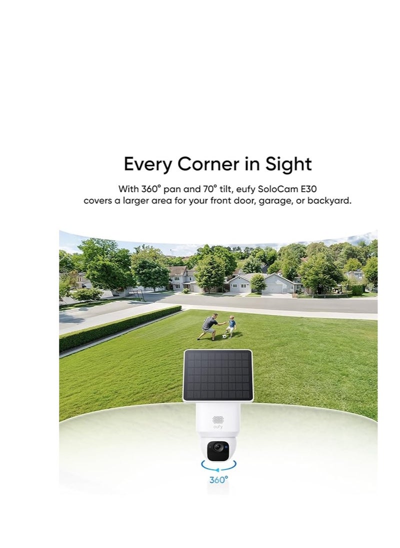 eufy eufy Security SoloCam E30 2K Solar Security Camera Outdoor Wireless, 360° Pan & Tilt Home Security Camera, Solar Powered, AI Tracking, IP65 Weatherproof, HomeBase S380 Compatible, No Monthly Fee  - Image 3