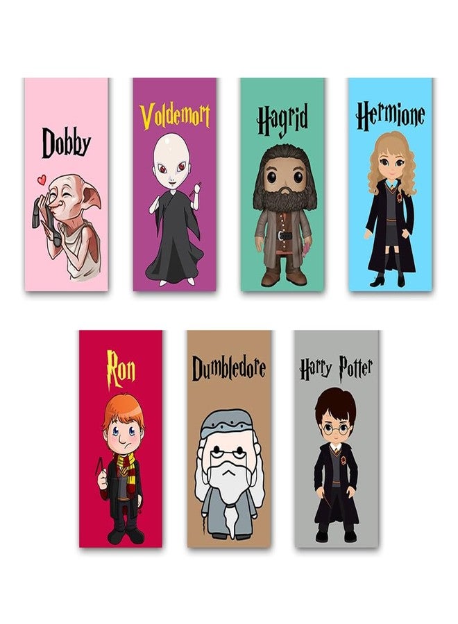 MyTees (Set of 7) Cute Magnetic Bookmark Gifts for Book Lovers | Book Marks for Book Lovers | Bookmarks Aesthetic for Books | Cartoon Magnetic Bookmarks (Harry Potter, Large (15X4 Cms)) - Image 1