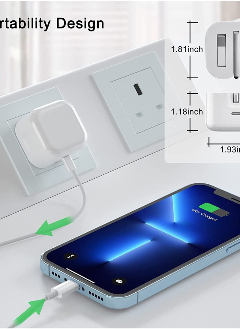 iPhone Fast Charger, 20W PD USB C Wall Charger Block Power Adapter with 6FT Type C to Lightning Cable Cord for iPhone 13/13Pro/12/12 Pro Max/11/11Pro/XS/Max/XR/Max/XR/X