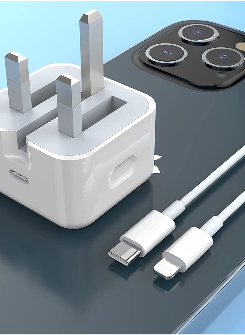iPhone Fast Charger, 20W PD USB C Wall Charger Block Power Adapter with 6FT Type C to Lightning Cable Cord for iPhone 13/13Pro/12/12 Pro Max/11/11Pro/XS/Max/XR/Max/XR/X