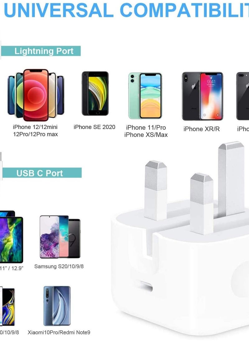 iPhone Fast Charger, 20W PD USB C Wall Charger Block Power Adapter with 6FT Type C to Lightning Cable Cord for iPhone 13/13Pro/12/12 Pro Max/11/11Pro/XS/Max/XR/Max/XR/X