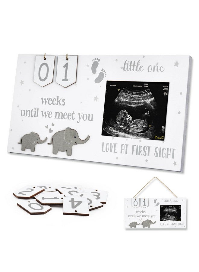 Glodecart Baby Sonogram Picture Frame for Gender Reveal Decorations, Baby Countdown Sonogram Frame for Expecting Mother's Day Pregnancy Gifts, Elephant Love At First Sight Frame Ultrasound - Image 1