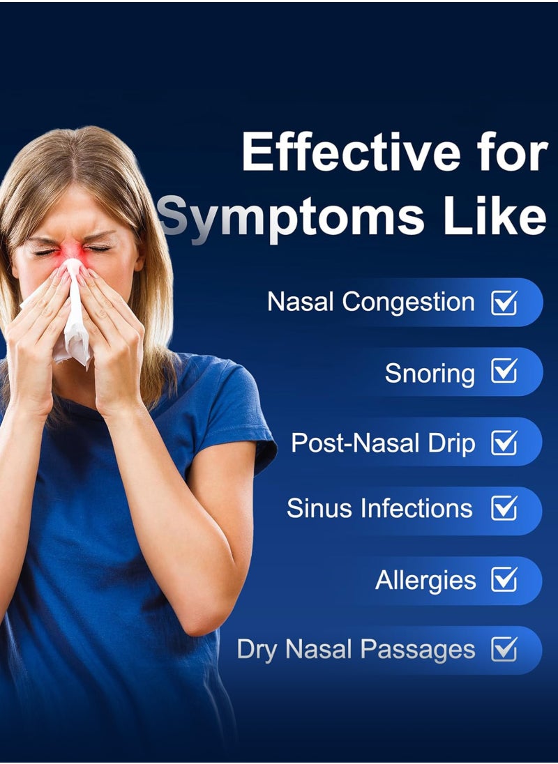 ووتر بالس قطعتان من زجاجات غسول الأنف Neti Pot سعة 500 مل لتنظيف الأنف وغسول الأنف بالضغط للكبار والأطفال خالية من مادة BPA (أزرق)  - Image 5
