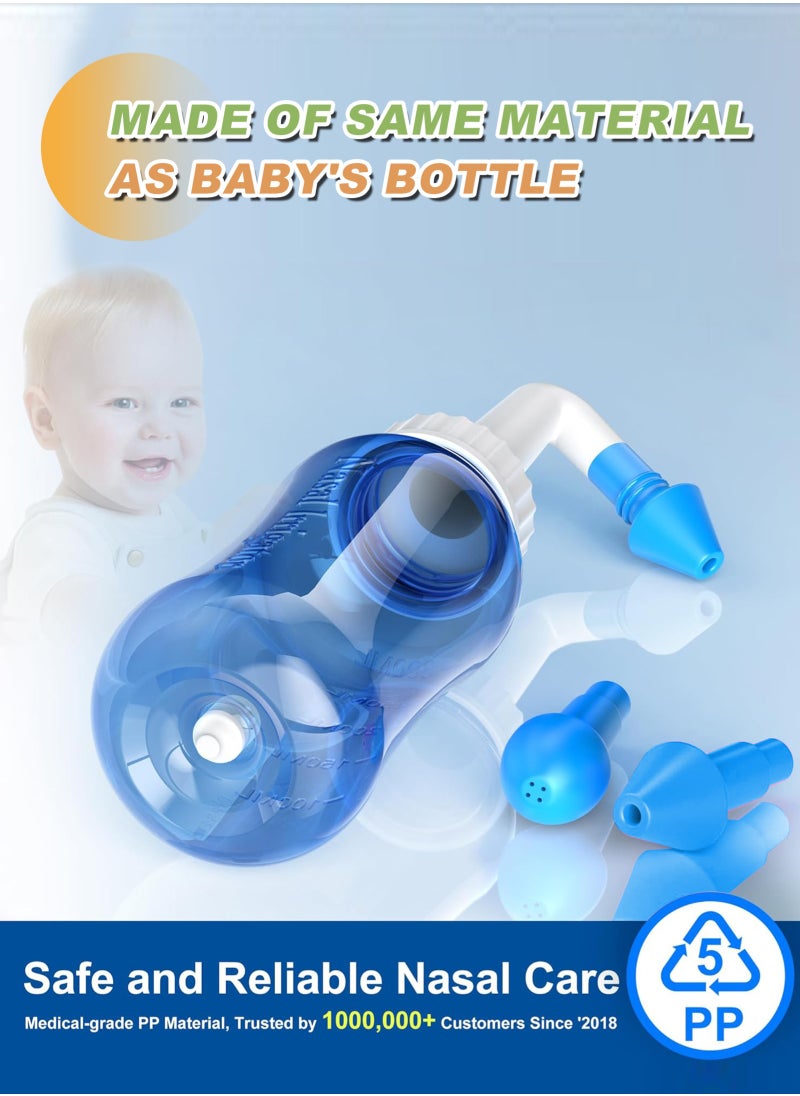 ووتر بالس قطعتان من زجاجات غسول الأنف Neti Pot سعة 500 مل لتنظيف الأنف وغسول الأنف بالضغط للكبار والأطفال خالية من مادة BPA (أزرق)  - Image 3