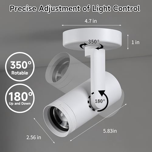 Opulux 12W LED Dimmable Zoomable Ceiling Spotlight Indoor – Adjustable Wall Surface Mount Accent Light for Home Corridor, Picture, Plants & Painting | Warm White 3000K CRI 97, Flicker-Free, White - Image 5