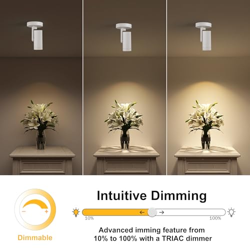Opulux 12W LED Dimmable Zoomable Ceiling Spotlight Indoor – Adjustable Wall Surface Mount Accent Light for Home Corridor, Picture, Plants & Painting | Warm White 3000K CRI 97, Flicker-Free, White - Image 4