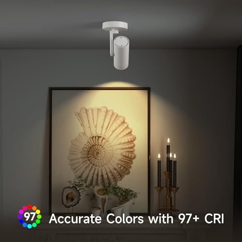 Opulux 12W LED Dimmable Zoomable Ceiling Spotlight Indoor – Adjustable Wall Surface Mount Accent Light for Home Corridor, Picture, Plants & Painting | Warm White 3000K CRI 97, Flicker-Free, White - Image 2