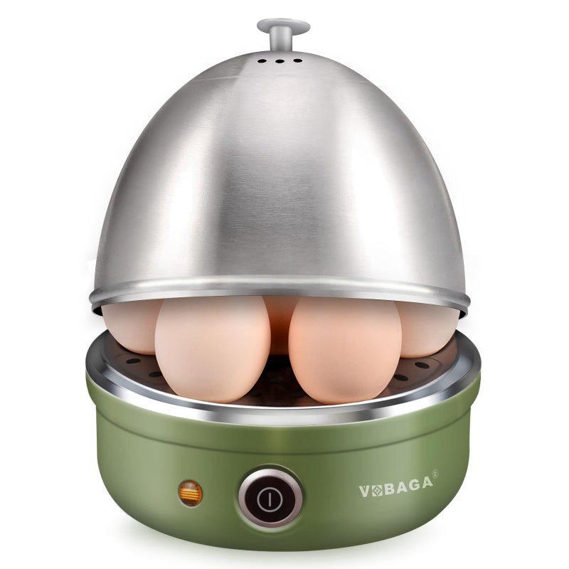 Vobaga VOBAGA Electric Egg Cooker Rapid Egg Boiler with Auto Shut Off for Soft Medium Hard Boiled Poached Steamed Eggs Vegetables and Dumplings Stainless Steel Tray with 7Egg Capacity Green 