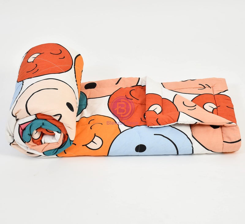 Blenzza Deco™ Glace Cotton Single Bed Reversible Babies 1 Kids Comforter & 1 Single Flat Bed Sheet with 1 Pillow Cover (Design 11) (0 to 8 Years Kids) - Image 2