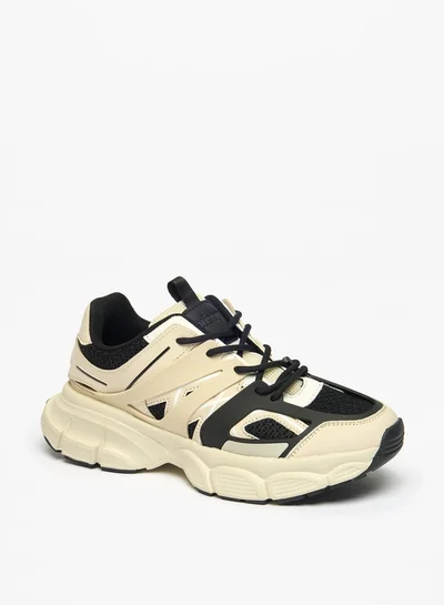 ميسي Women's Panelled Lace-Up Sneakers with Pull Tabs