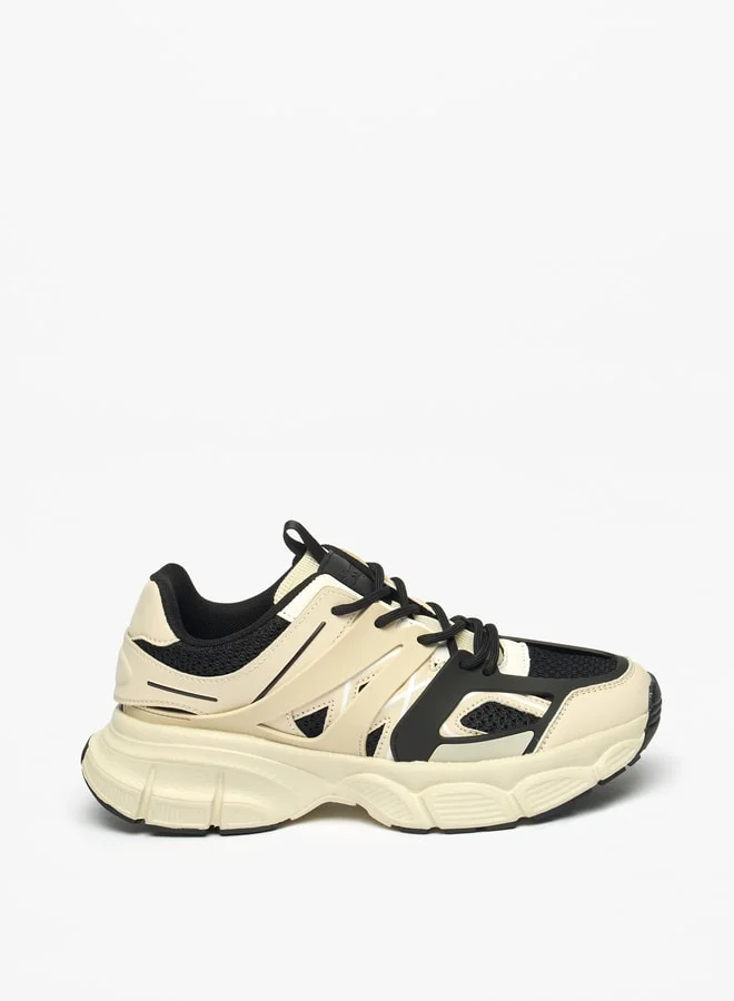 MISSY Women's Panelled Lace-Up Sneakers with Pull Tabs