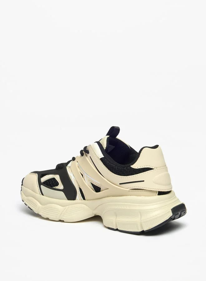 MISSY Women's Panelled Lace-Up Sneakers with Pull Tabs