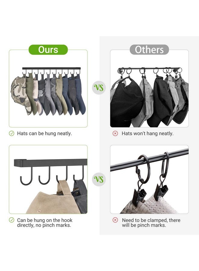 Mkono Mkono Hat Rack Wall Mount Set of 2 Hat Storage Organizer for 20 Baseball Caps, Modern Metal Closet Hat Hooks for Wall, Ball Caps Holder Organizer for Bedroom Entryroom Closet Organization, Black  - Image 5