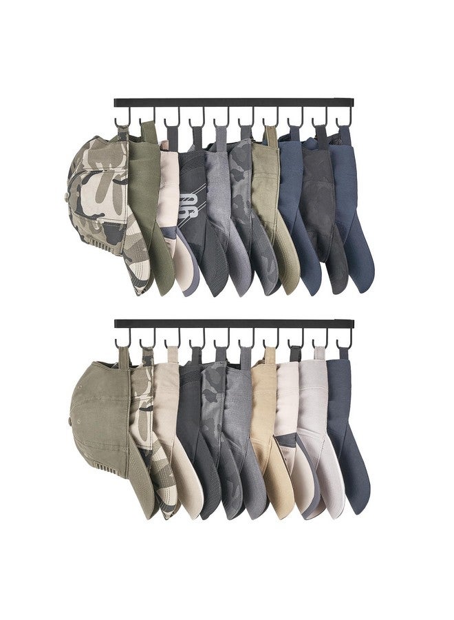 Mkono Mkono Hat Rack Wall Mount Set of 2 Hat Storage Organizer for 20 Baseball Caps, Modern Metal Closet Hat Hooks for Wall, Ball Caps Holder Organizer for Bedroom Entryroom Closet Organization, Black  - Image 1
