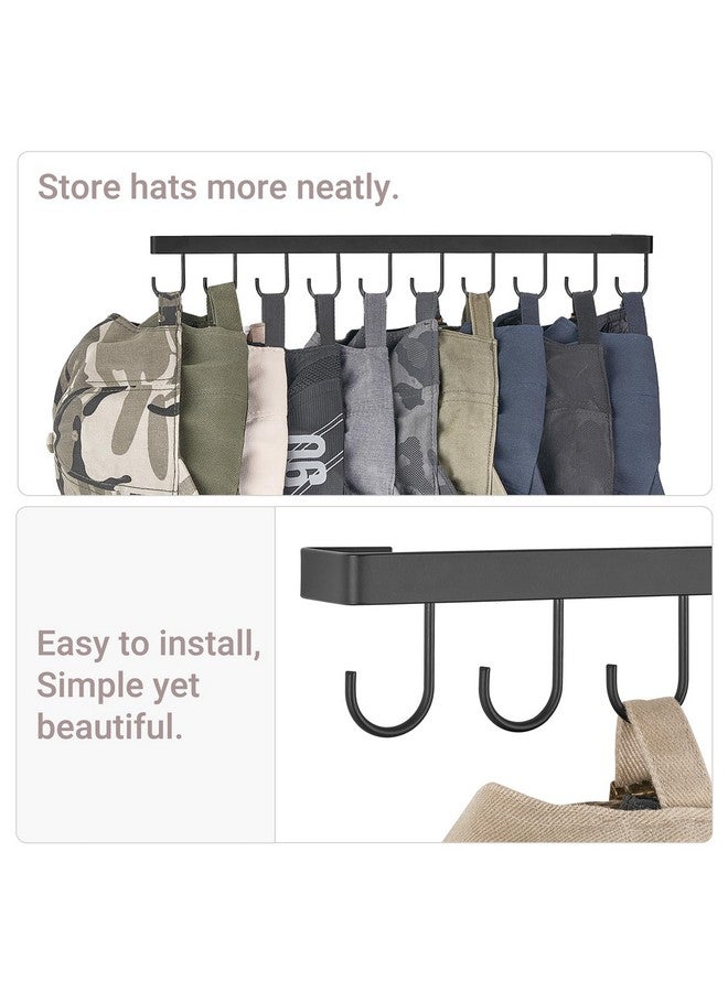 Mkono Mkono Hat Rack Wall Mount Set of 2 Hat Storage Organizer for 20 Baseball Caps, Modern Metal Closet Hat Hooks for Wall, Ball Caps Holder Organizer for Bedroom Entryroom Closet Organization, Black  - Image 4