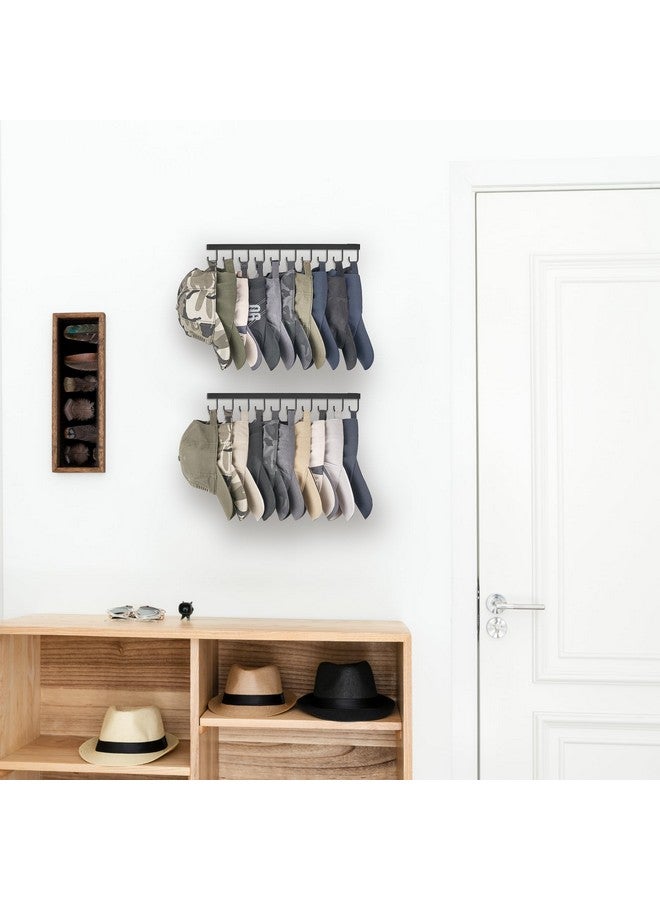 Mkono Mkono Hat Rack Wall Mount Set of 2 Hat Storage Organizer for 20 Baseball Caps, Modern Metal Closet Hat Hooks for Wall, Ball Caps Holder Organizer for Bedroom Entryroom Closet Organization, Black  - Image 2