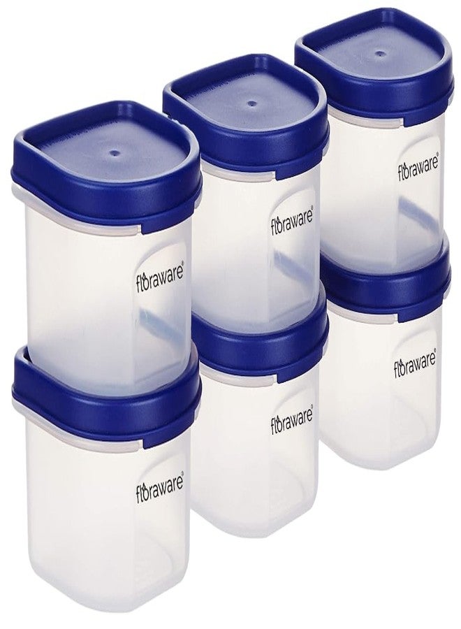 Floraware Modular Plastic Storage Containers | Airtight Jars with Lids | Stackable Design for Grains, Spices, Snacks & More | Transparent & Space-Saving (Blue, Pack of 6) - Image 1