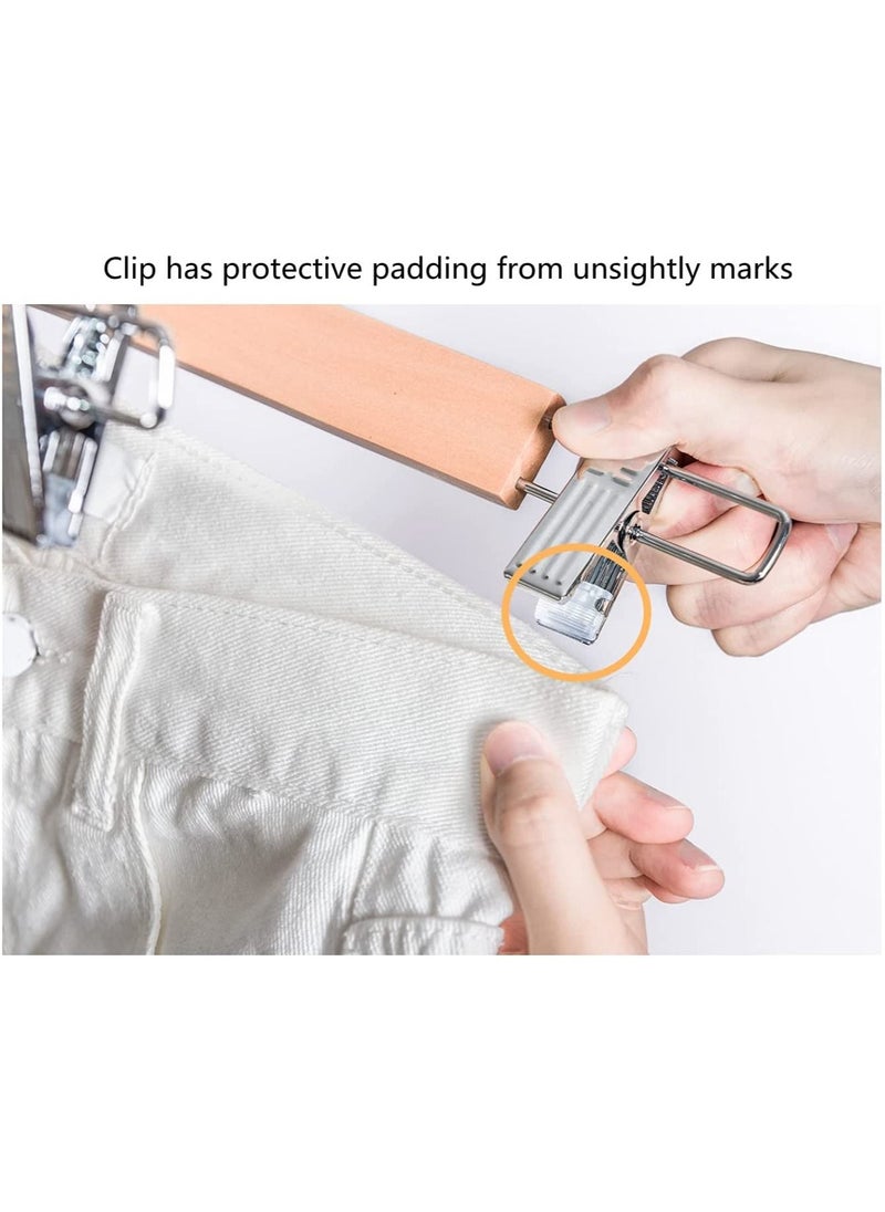 AXENTURE - High-Grade Wooden Hangers with Metal Clips 15Pack, Non Slip Clips Grip with Smooth Finish Solid Wood, Chrome 360° Swivel Hook- Clip Hanger Cloths Pants Skirt Children Shorts. - Image 1