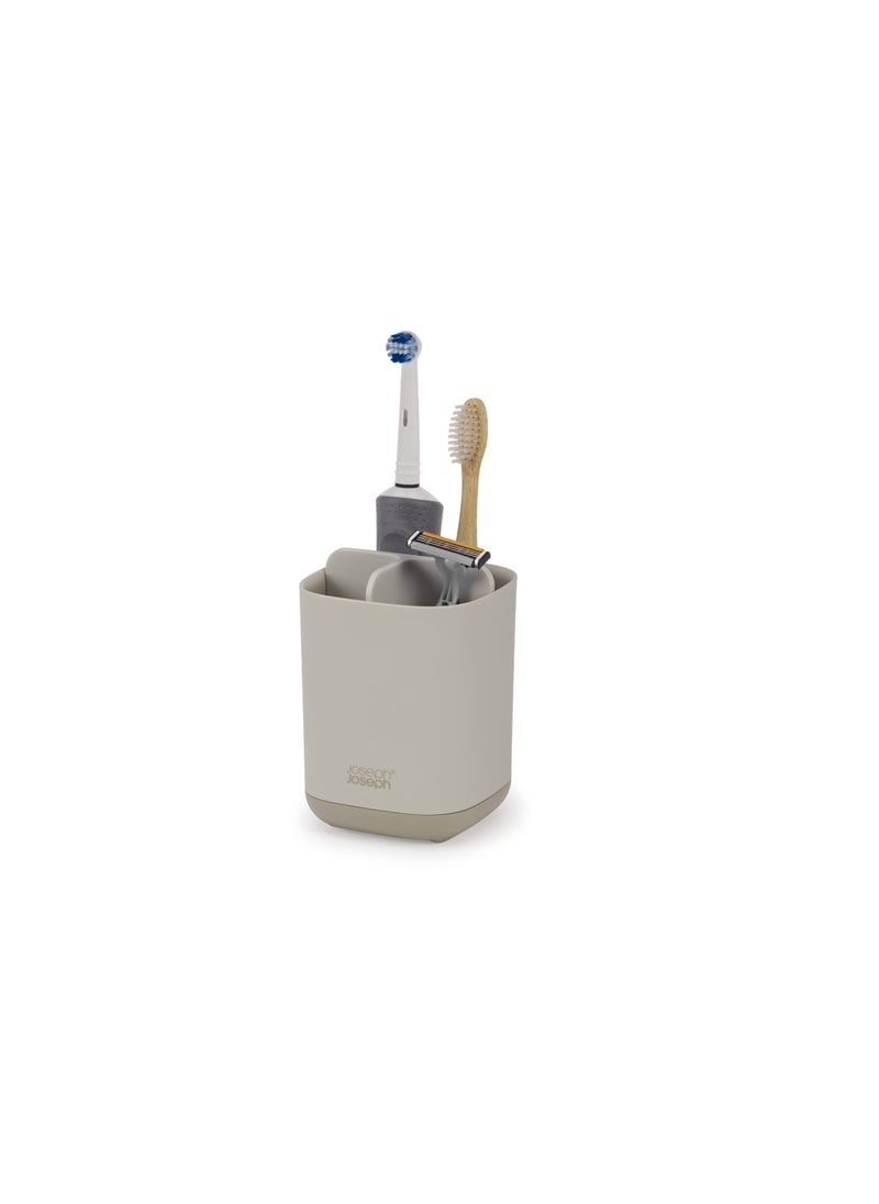 Joseph Joseph Joseph Joseph Easy-Store - Compact Toothbrush Holder Caddy Bathroom Storage- Ecru Small 
