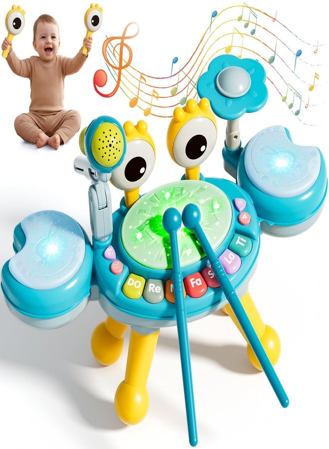 Zsinb Toddler Drum Set for Kids 1-3, Baby Drum Set 1 Year Old with Light-Up Microphone, Musical Instruments Montessori Learning Toys for 6 9 12 18 Months, Birthday Gift for Boys Girls (BLUE) - Image 1