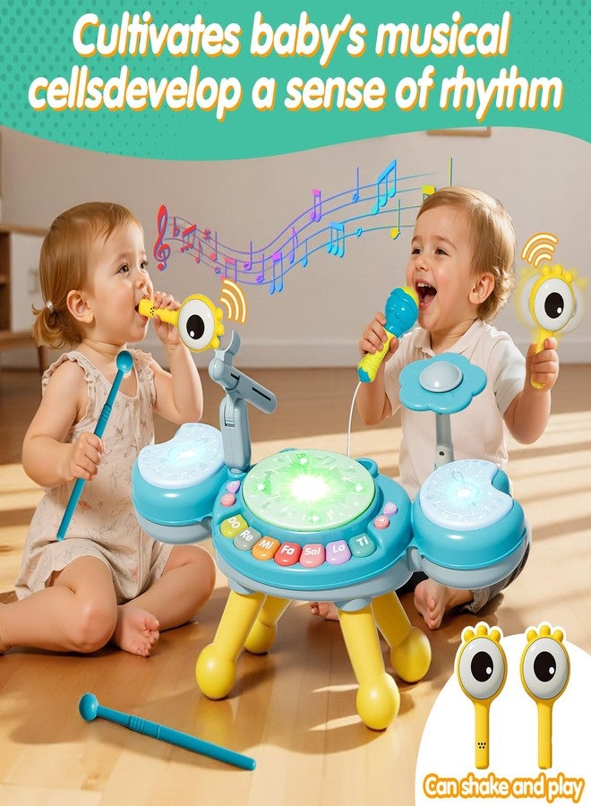 Zsinb Toddler Drum Set for Kids 1-3, Baby Drum Set 1 Year Old with Light-Up Microphone, Musical Instruments Montessori Learning Toys for 6 9 12 18 Months, Birthday Gift for Boys Girls (BLUE) - Image 4