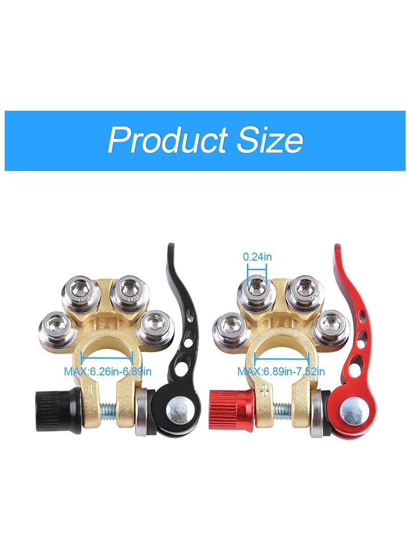 SYOSI Car Battery Terminal Connectors 2 Pcs 4 Way Quick Release Disconnect Car Battery Terminal for SAE JIS Type A Posts Compatible With Cars Vans Trucks and More  - Image 2