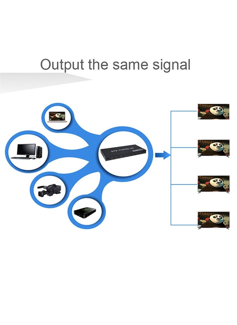 Generic - 4 Input 4 Output Switcher 2.0 HDMI Matrix 4x4, 4K 60Hz 1080p (RGB/YUV 4:4:4) 4 Input 4 Output Switcher RS232 EDID (2.0 HDMI 4x4 Matrix) - Image 1