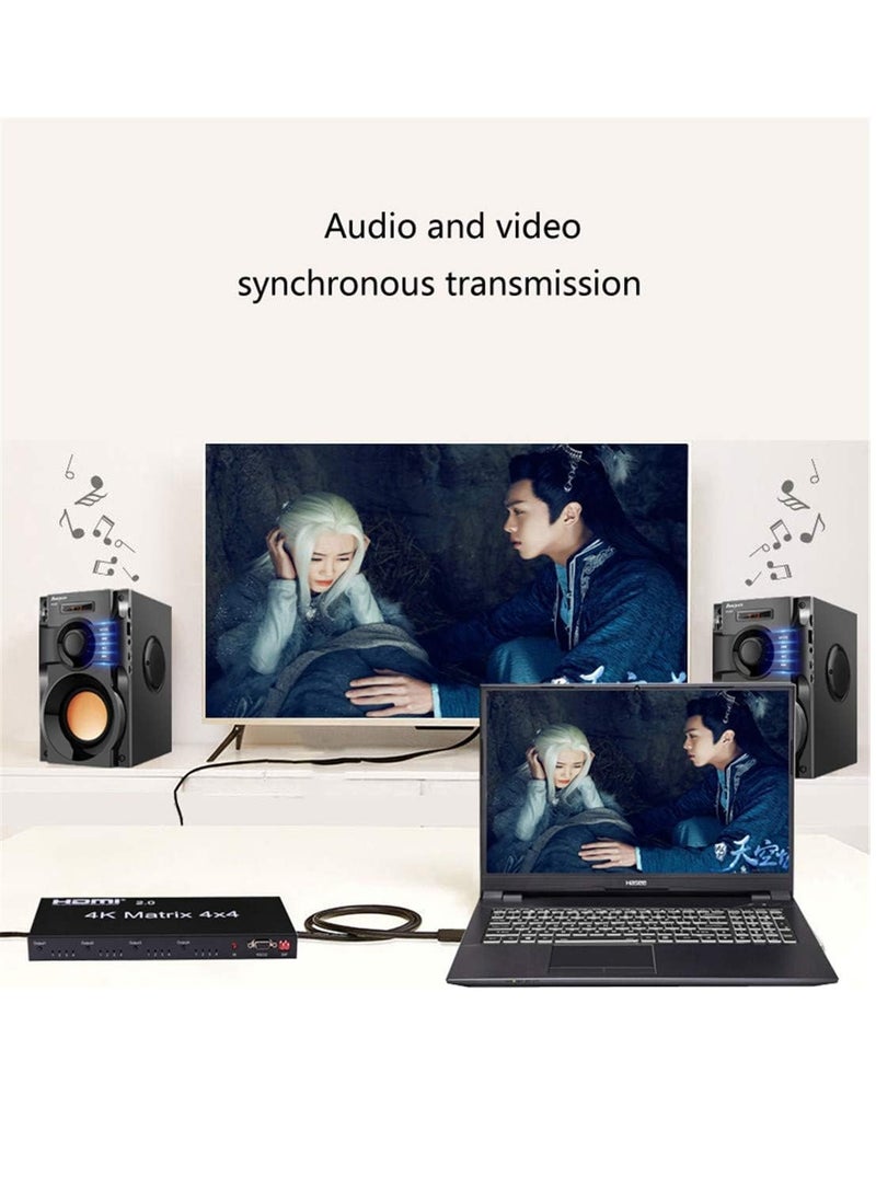 Generic - 4 Input 4 Output Switcher 2.0 HDMI Matrix 4x4, 4K 60Hz 1080p (RGB/YUV 4:4:4) 4 Input 4 Output Switcher RS232 EDID (2.0 HDMI 4x4 Matrix) - Image 1