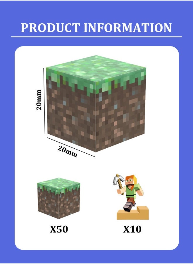 50pcs Minecraft Game Magnetic Building Blocks - STEM Educational Toy for Kids, Safe ABS Non-Toxic DIY Construction Set with Strong Magnets (Ages 5-12)