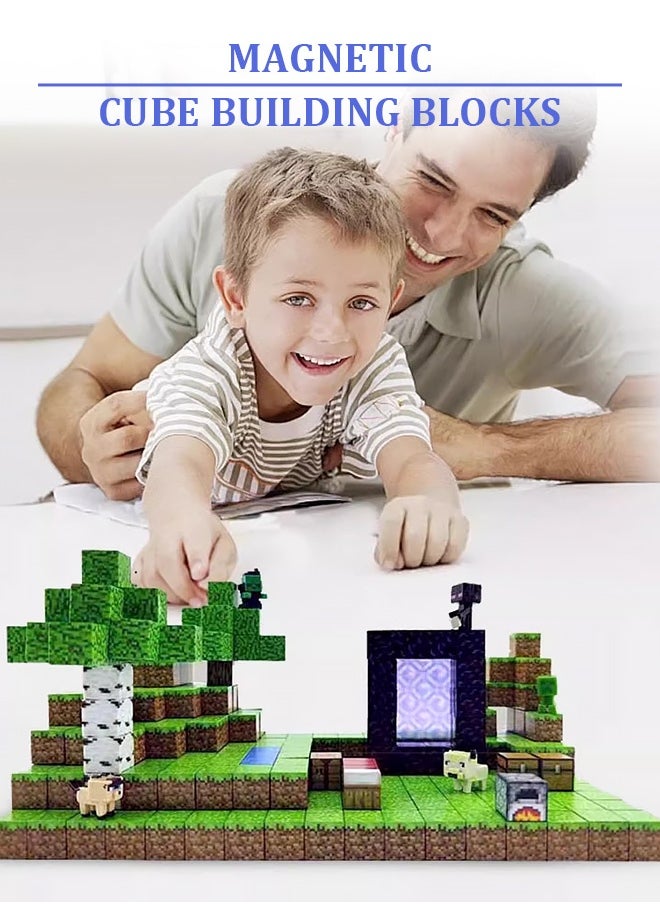 50pcs Minecraft Game Magnetic Building Blocks - STEM Educational Toy for Kids, Safe ABS Non-Toxic DIY Construction Set with Strong Magnets (Ages 5-12)