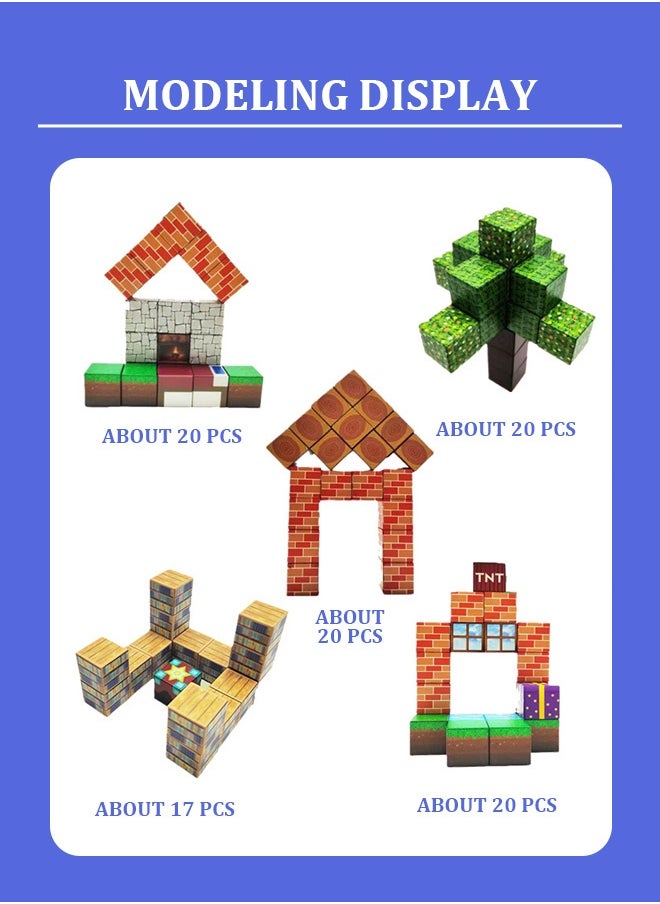 50pcs Minecraft Game Magnetic Building Blocks - STEM Educational Toy for Kids, Safe ABS Non-Toxic DIY Construction Set with Strong Magnets (Ages 5-12)