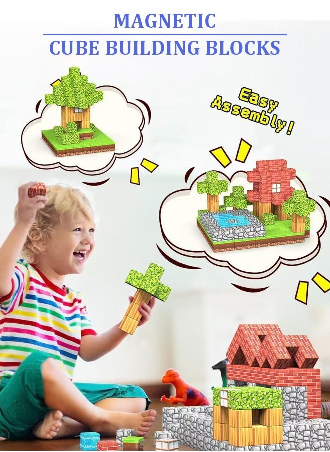 50pcs Minecraft Game Magnetic Building Blocks - STEM Educational Toy for Kids, Safe ABS Non-Toxic DIY Construction Set with Strong Magnets (Ages 5-12)