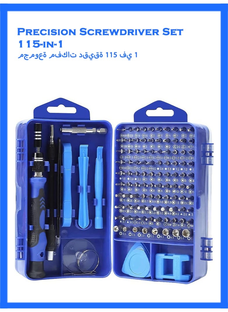 Precision Screwdriver Set 115 in 1 Repair Tools Kit with Magnetic Driver Kit,Electronics Precision Screwdriver Set with Portable Bag for Repair Computer, Cell Phone, PC, iPhone,Tablets (Blue) - Image 1