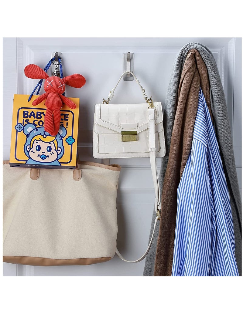 KASTWAVE 4 Pack Self Adhesive Hooks Brushed Stainless Steel Adhesive Door Hooks Heavy Duty Wall Hooks for Hanging Towels Robes Coats Keys Calendars Bathroom Home Kitchen - Image 3