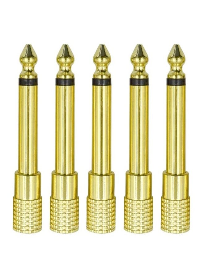 GDQLCNXB 1/4 Mono to 1/8 Mono Adapter, 6.35mm TS Male Plug to 3.5mm Female (Mono to Mono) Audio Adaptor Audio Connector Golden - (5 Pcs) - Image 1