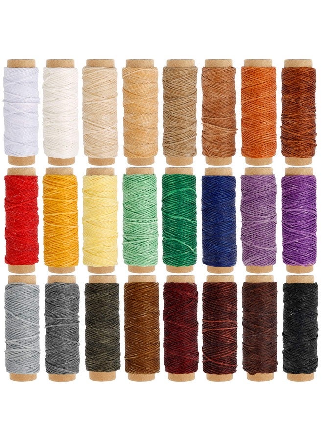 JANYUN 792 Yards 24 Colors Leather Sewing Waxed Flat Cord Thread for Leather Craft DIY Supplies,Each of 33 Yards - Image 1
