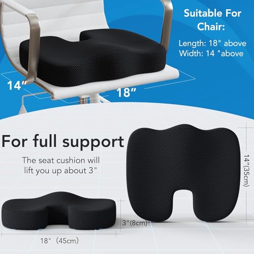 9villa Coccyx Seat Cushion in Gel Memory Foam For Office Chair,Car Seat,Airplane,Bleacher-Sciatica & Hip & Pain Relief Desk Chair Cushion For Long Sitting Office Workers,Car Drivers,Black & Blue - Image 3