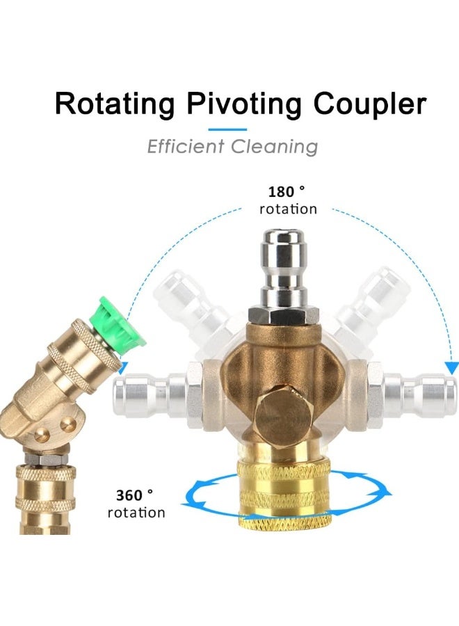 beduan Pressure Washer Rotating Turbo Nozzle Set 3600 Psi 3.0Gpm 1/4Â€Œ Quick Connect Multiple Degrees Nozzle Tips Kit With 5 Rotation Angles Pivot Adapter Coupler For Cleaning  - Image 3