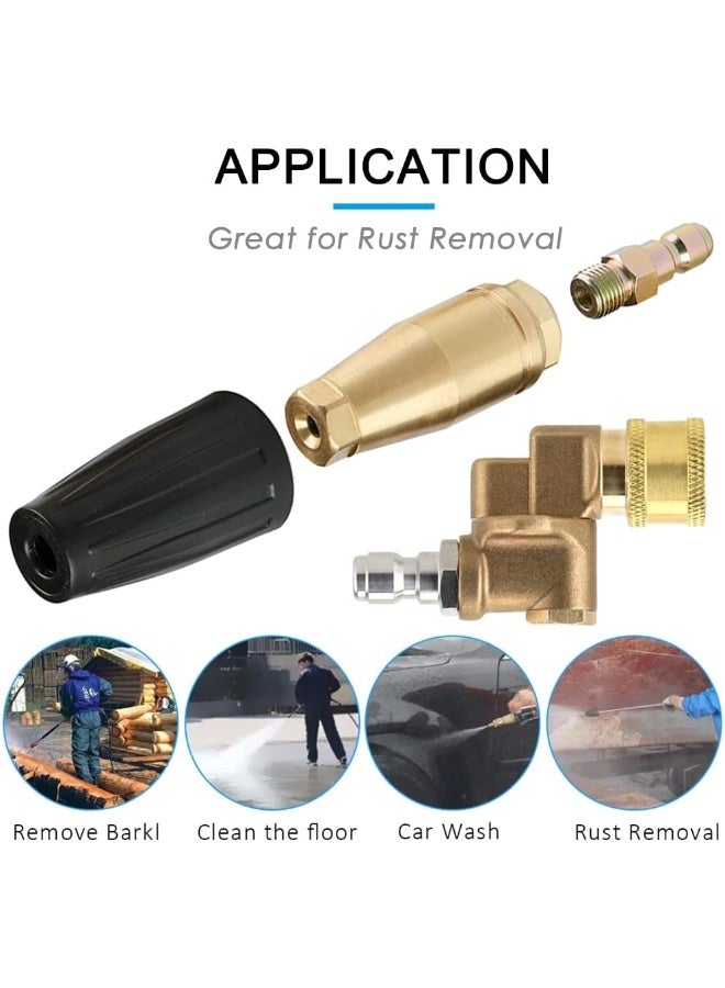 beduan Pressure Washer Rotating Turbo Nozzle Set 3600 Psi 3.0Gpm 1/4Â€Œ Quick Connect Multiple Degrees Nozzle Tips Kit With 5 Rotation Angles Pivot Adapter Coupler For Cleaning  - Image 4