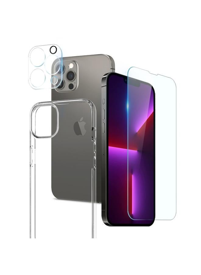 Case For iPhone 13 Pro Max 3 in 1 TPU Phone Case with Screen Film and Lens Film