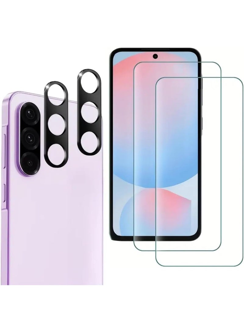 Muzz حماية شاشة لجهاز سامسونج جالاكسي A26 5G، عبوة من 2 زجاج مقسى مع واقي عدسة الكاميرا، صلابة 9H، وضوح عالي (جالاكسي A26) - Image 1