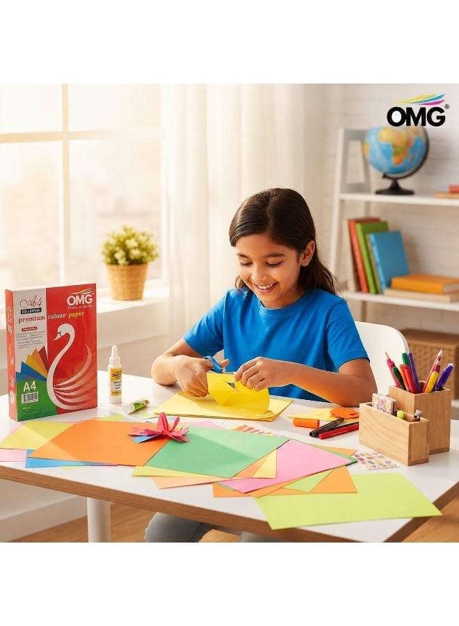OMG A4 Premium Colour Paper 20 Assorted Colors, 250 Sheets Set, Multipurpose Craft & Printing Paper for School Office Art Projects - Image 3