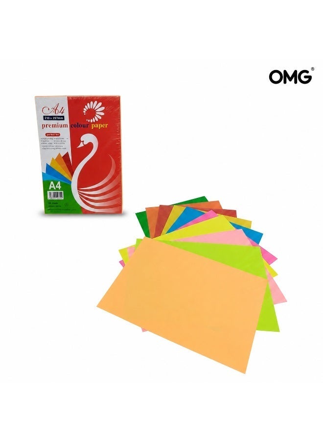 OMG A4 Premium Colour Paper 20 Assorted Colors, 250 Sheets Set, Multipurpose Craft & Printing Paper for School Office Art Projects - Image 1